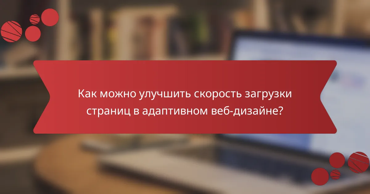 Как можно улучшить скорость загрузки страниц в адаптивном веб-дизайне?